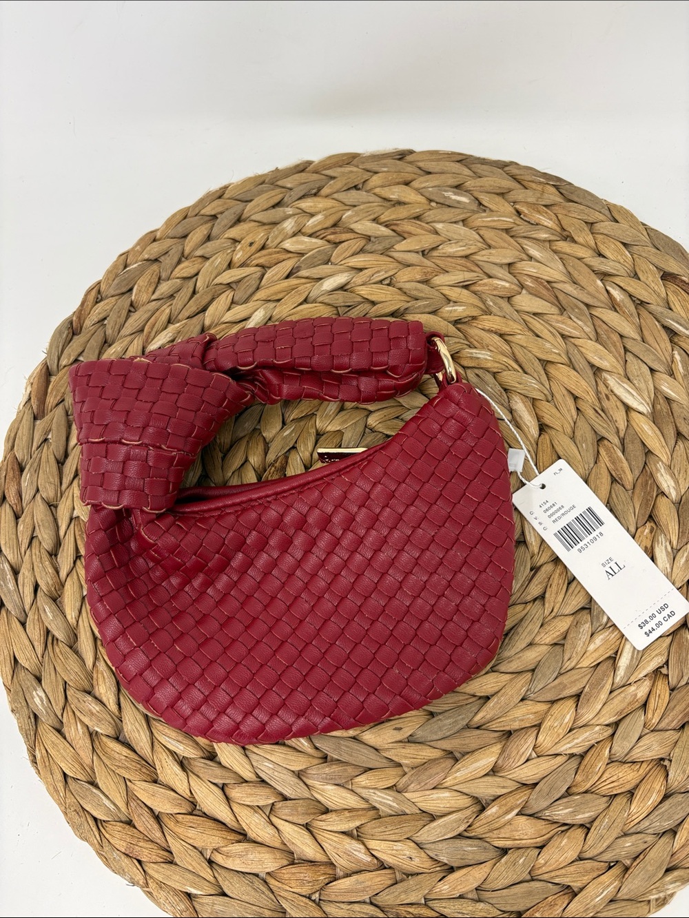 ANTHROPOLOGIE NEW Red Woven Melie Bianco Mini Brigitte Faux Leather Mini Bag